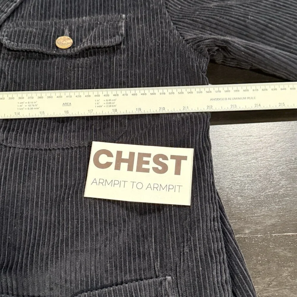 Vintage 90s Eddie Bauer Womens Small Blue Corduroy Barn Wide Wale Chore Coat